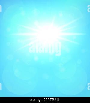 Abstrakter blauer Hintergrund mit einem Lichtblitz. Winterlandschaft Stock Vektor