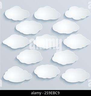 Abstrakte Papiersprachblasen. Gruppe von Wolken Stock Vektor
