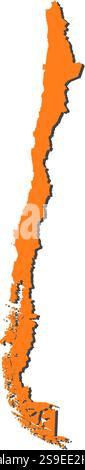 Karte von Chile, gefüllt mit Orange. Stock Vektor