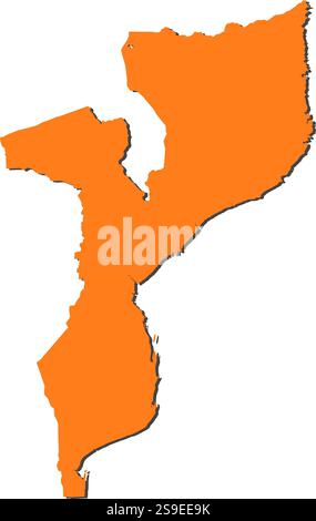 Karte von Mosambik, gefüllt in Orange. Stock Vektor