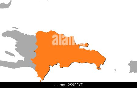 Karte der Dominikanischen Republik und der nahe gelegenen Länder, Dominikanische Republik ist orange hervorgehoben. Stock Vektor