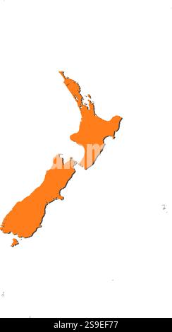 Karte von Neuseeland und den nahe gelegenen Ländern, Neuseeland ist orange hervorgehoben. Stock Vektor