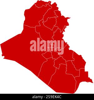 Karte des Irak in Schwarz mit den Provinzen. Stock Vektor