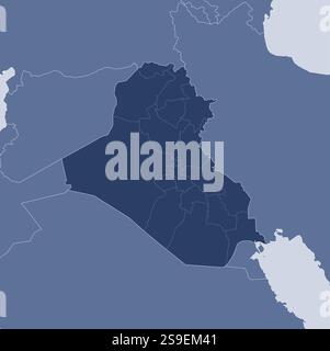 Karte des Irak und der nahe gelegenen Länder, Irak ist hervorgehoben. Stock Vektor