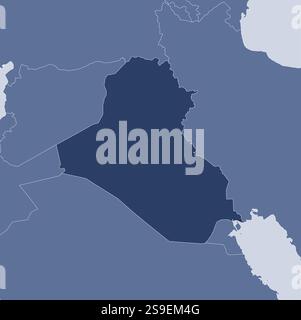 Karte des Irak und der nahe gelegenen Länder, Irak ist hervorgehoben. Stock Vektor