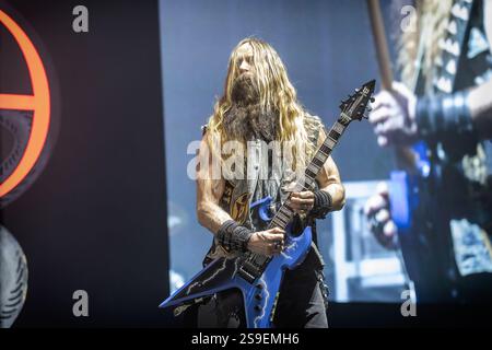 Oslo, Norwegen. Januar 2025. Die US-amerikanische Heavy-Metal-Band Pantera gibt ein Live-Konzert im Oslo Spektrum in Oslo. Hier ist Gitarrist Zakk Wylde live auf der Bühne zu sehen. Stockfoto