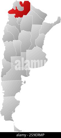 Karte von Argentinien mit den Provinzen, gefüllt mit einem linearen Gradienten, ist Salta hervorgehoben. Stock Vektor