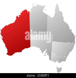 Karte von Australien mit den Provinzen, gefüllt mit einem linearen Gradienten, ist Western Australia hervorgehoben. Stock Vektor