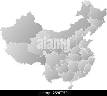 Karte von China mit den Provinzen, gefüllt mit einem linearen Gradienten, ist Hongkong hervorgehoben. Stock Vektor