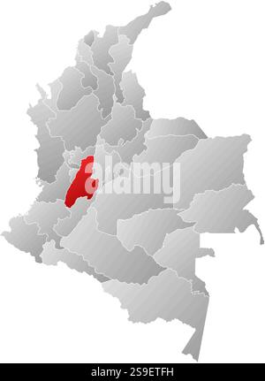 Karte von Kolumbien mit den Provinzen, gefüllt mit einem linearen Verlauf, ist Tolima hervorgehoben. Stock Vektor