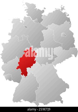 Karte von Deutschland mit den Provinzen, gefüllt mit einem linearen Gradienten, ist Hessen hervorgehoben. Stock Vektor