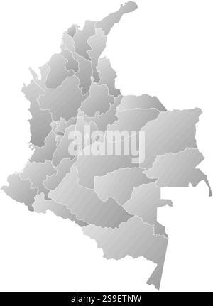 Karte von Kolumbien mit den Provinzen, gefüllt mit einem linearen Gradienten. Stock Vektor