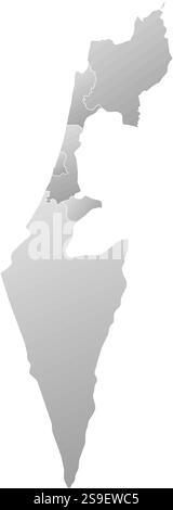 Karte von Israel mit den Provinzen, gefüllt mit einem linearen Gradienten. Stock Vektor