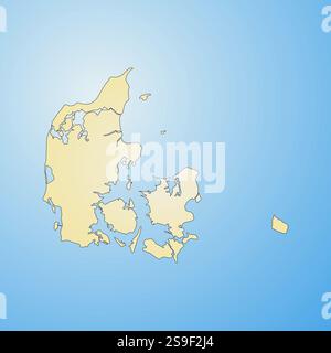 Karte von Danmark, gefüllt mit einem radialen Gradienten. Stock Vektor