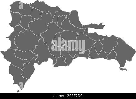 Karte der Dominikanischen Republik als dunkles Gebiet. Stock Vektor