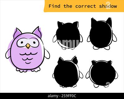 Schatten-Matching-Spiel – Eulen Stock Vektor