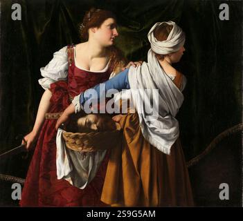 Judith und ihre Dienerin mit dem Kopf der Holofernes, Orazio Gentileschi und Artemisia Gentileschi. CA. 1608–1612. Stockfoto