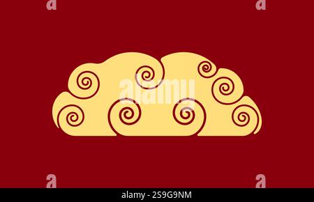 Vektorillustration des japanischen Wolkensatzes. Die Bewegung einer Wolke am Himmel wird vom Wind beeinflusst. Dekorieren Sie mit chinesischen Ornamenten oder östlichen Ornamenten. Stock Vektor
