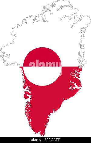 Grönland-Flaggenkarte Konturvektorillustration Stock Vektor