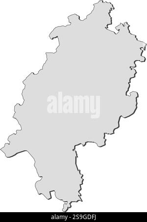 Landkarte von Hessen, einer Provinz Deutschlands. Stock Vektor