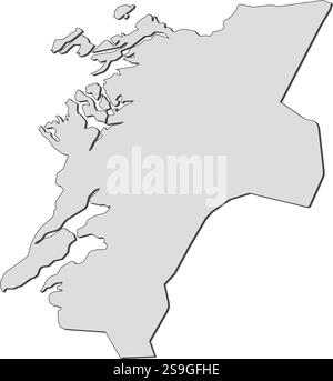 Karte von Nord-Trøndelag, einer Provinz Norwegens. Stock Vektor