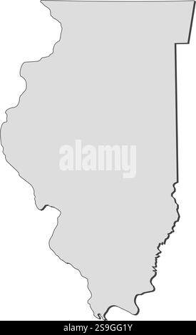 Karte von Illinois, eine Provinz der Vereinigten Staaten. Stock Vektor
