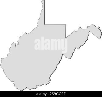 Karte von West Virginia, einer Provinz der Vereinigten Staaten. Stock Vektor