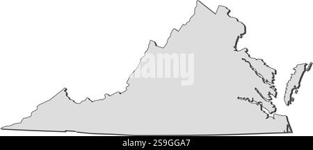 Karte von Virginia, eine Provinz der Vereinigten Staaten. Stock Vektor