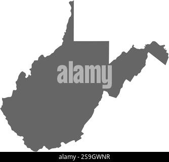 Karte von West Virginia, einer Provinz der Vereinigten Staaten. Stock Vektor