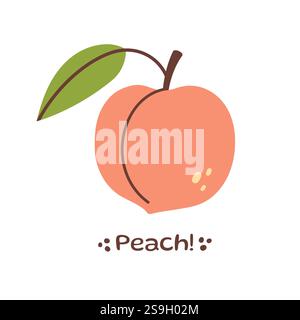 Illustration von Pfirsichfrüchten. Pfirsichsymbol. Organische Vitamine und gesunde Ernährung. Flaches Design. Vektor Stock Vektor