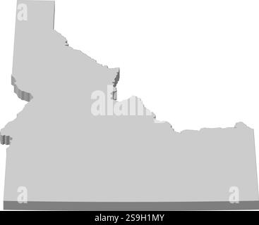 Karte von Idaho, einer Provinz der Vereinigten Staaten. Stock Vektor