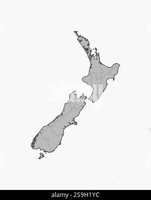 Karte von Neuseeland und den nahe gelegenen Ländern, Neuseeland ist grau hervorgehoben. Stock Vektor