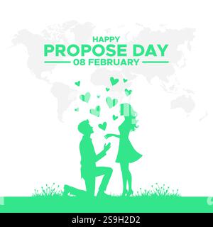 Post und Grußkarte zum Happy Proposal Day. 8 Februar - Vorschlagen Tag der Valentinswoche Vektor-Illustration, Happy Appell Day Stock Vektor