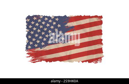 Vektor-Vintage-amerikanische Flagge aus alter Pappe. Vintage-Flagge der USA für einen Unabhängigkeitstag am 4. juli oder Memory and Veterans Days. Stock Vektor