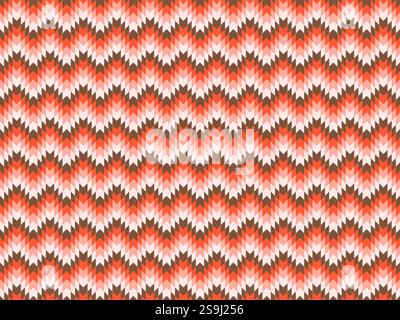 Ein nahtloses geometrisches Chevron-Muster in Orange-, Braun- und Cremetönen. Stockfoto