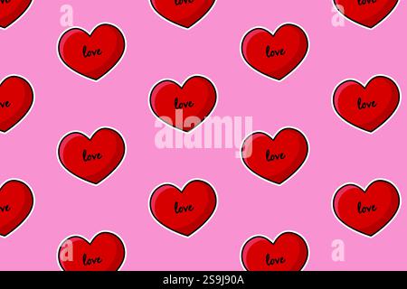 Herzmuster mit der Inschrift Liebe. Vektorabbildung. Stock Vektor