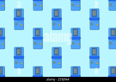 Zeichentrickmuster. Blaues Retro-Spielzeug. Vektorabbildung. Stock Vektor