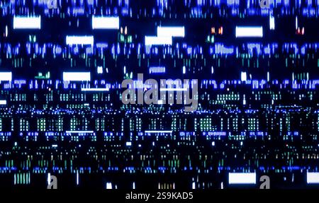 Kameraeffekt gestört. Retro-VHS-Hintergrund. Alte Videovorlage. Kein Signal. Statisches TV-Geräusch, schlechtes TV-Signal Stockfoto