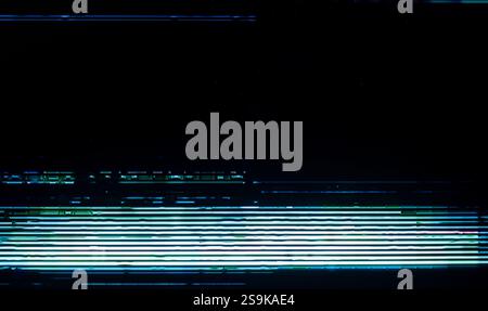 Kameraeffekt gestört. Retro-VHS-Hintergrund. Alte Videovorlage. Kein Signal. Statisches TV-Geräusch, schlechtes TV-Signal Stockfoto