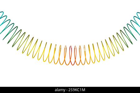 Rainbow Coil Spring auf weißem Hintergrund Stockfoto