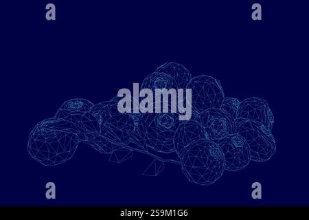 Blauer Hintergrund mit einem Haufen Blaubeere. Das Bild ist abstrakt und hat eine traumhafte, ätherische Qualität Stock Vektor