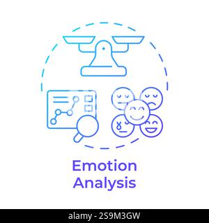 Symbol für das blaue Gradientenkonzept der Emotionsanalyse Stock Vektor