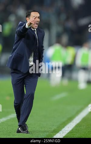 Fiorentina’s Cheftrainer Raffaele Palladino während des EniLive-Fußballspiels der Serie A zwischen Latium und Fiorentina im Olympiastadion in Rom, Italien - Sonntag, 26. Januar 2024 - Sport Soccer ( Foto: Alfredo Falcone/LaPresse ) Stockfoto