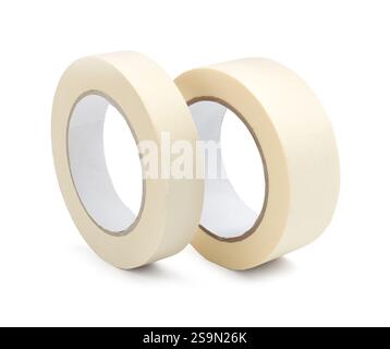 Rollen Abdeckband isoliert auf weiß Stockfoto