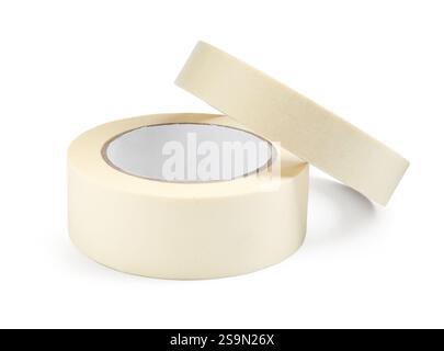 Rollen Abdeckband isoliert auf weiß Stockfoto