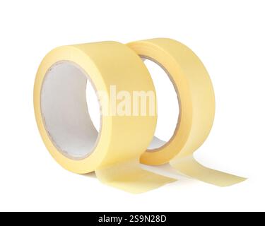 Rollen Abdeckband isoliert auf weiß Stockfoto