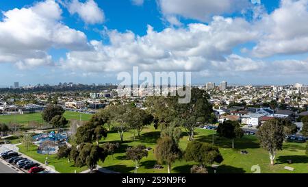 Blick aus der Vogelperspektive auf den San Diego California North Park Community Park Stockfoto