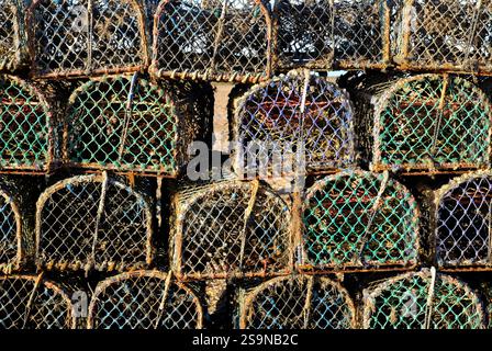 Krabben-Hummertöpfe am Strand von cley-next-the-Sea, Nord-norfolk, england Stockfoto