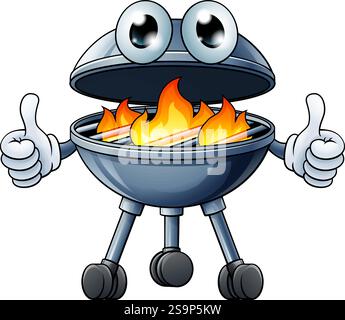 Barbecue Cartoon Mascot Holzkohle Barbecue Person Stock Vektor