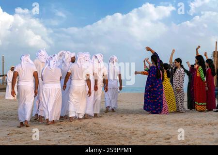Traditionelles arabisches Fischerleben traditionelles Dhow-Festival Katara Doha Katar Stockfoto